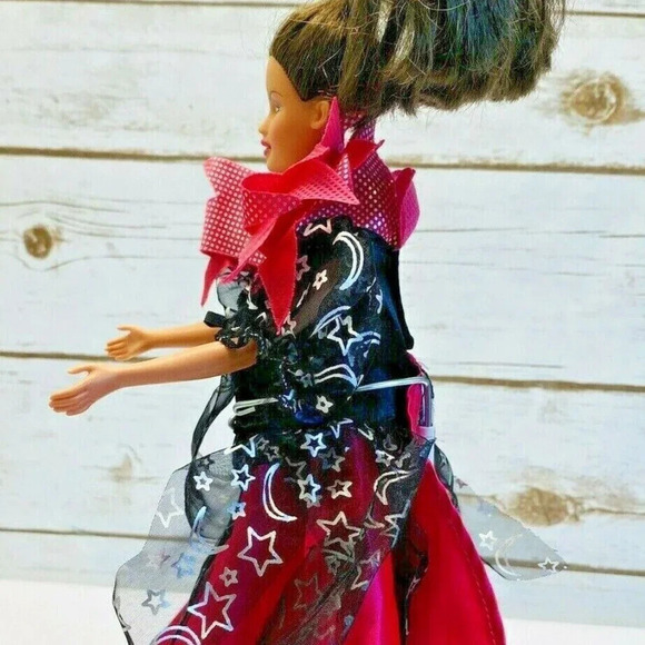 MATTEL BARBIE Doll Brunette Hair Blue Eyes Pink Black Dress 12" Tall - Picture 8 of 13